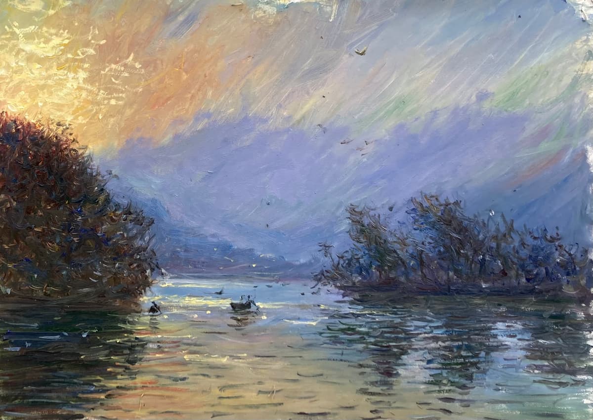 Sunset, fewa lake, Pokhara